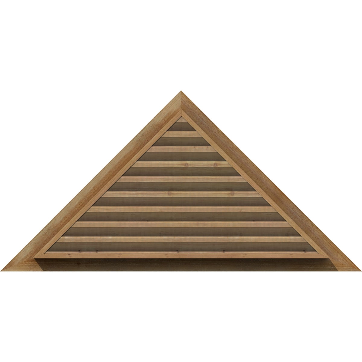 36"W x 18"H Triangle Gable Vent (48 1/8"W x 24"H Frame Size) 12/12 Pitch: Unfinished, Functional, Rough Sawn Western Red Cedar Gable Vent w/ 1" x 4" Flat Trim Frame