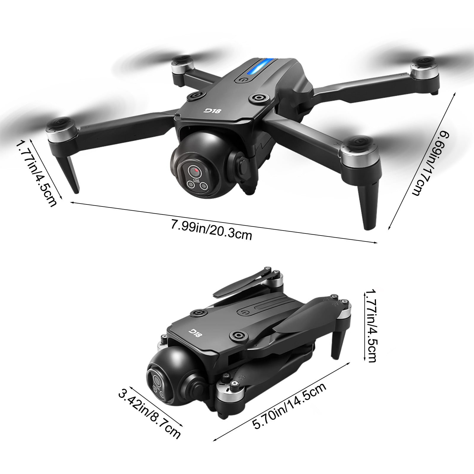 Drone with 150° ESC Dual Camera, 2.4G RC Quadcopte, One Click Takeoff And Landing, 360°stunt roll, Remote Control Toys Gifts for Boys