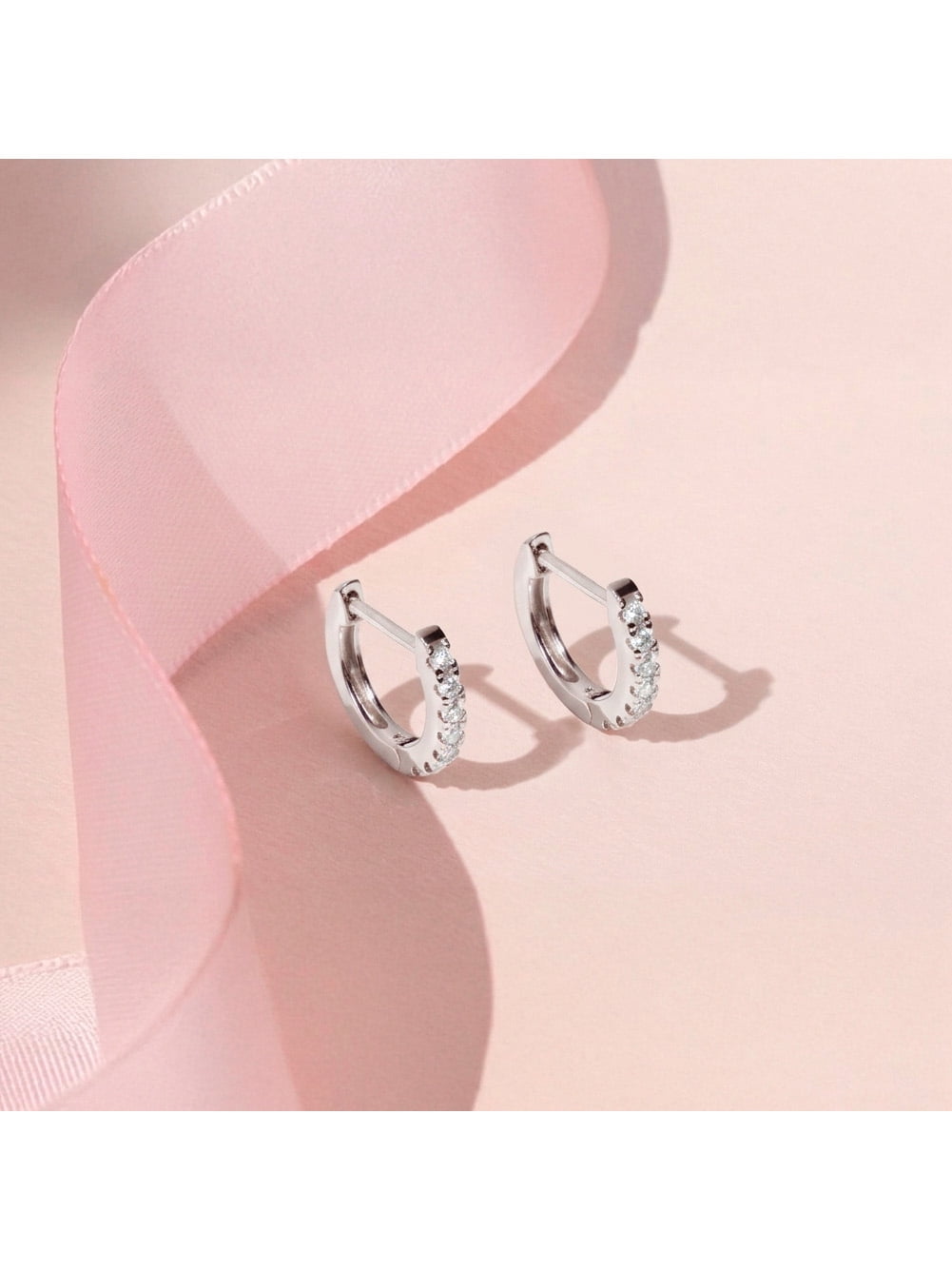 Small Multi CZ 9mm Kids Girls Earrings Hoop Safety Latch - Sterling Silver