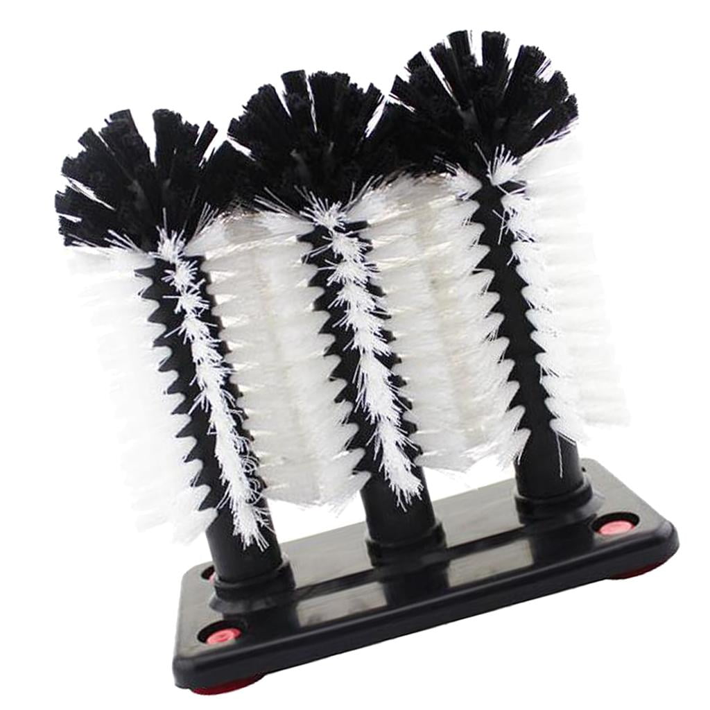 Brush, 3 Brush Glass Washer Triple rinser , Cup Mug Washer Brush, Glass Brushes for Washing Glasses for Home kitchen counter - as described+as described, B B