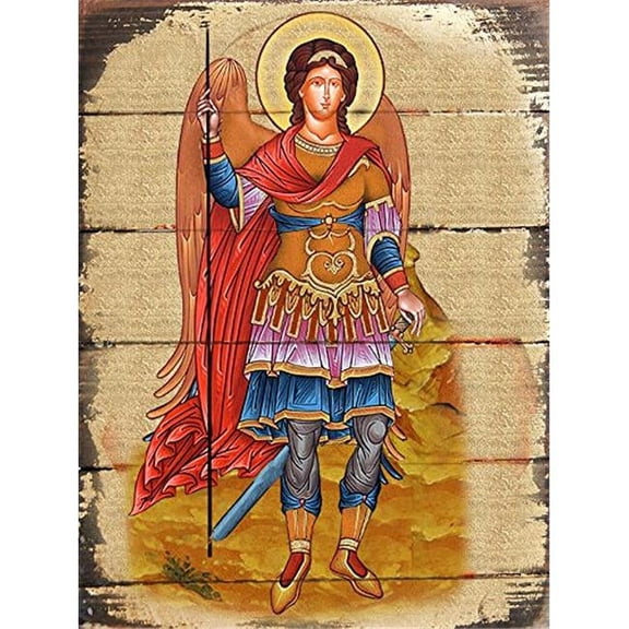 GDeBrekht  Archangel Michael Wooden Board Art, 6 x 8 in.