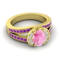 thumbnail image 3 of 2.35 Carat Beautiful Oval Cut Pink Sapphire & Amethyst Gemstone Bridal Ring for Women Solid 18K Yellow Gold Size 3 by Diamond-Capitals, 3 of 8