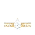 thumbnail image 5 of Rosec Jewels Moissanite Pear Shape Engagement Ring for Women - Double Band Ring - 5X7 mm - D-VS1 Quality, 14K Yellow Gold, US 7.50, 5 of 9
