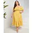 thumbnail image 3 of Yesfashion Women Plus Size Off Shoulder Maxi Dress Ruffle Flowy Casual Summer Boho Long Dresses, 3 of 8