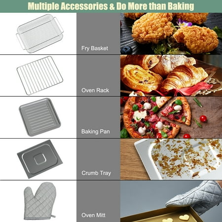 Costway - Air Fryer Toaster Oven 19 QT Dehydrate Convection Ovens w/ 5 Accessories - Mint green