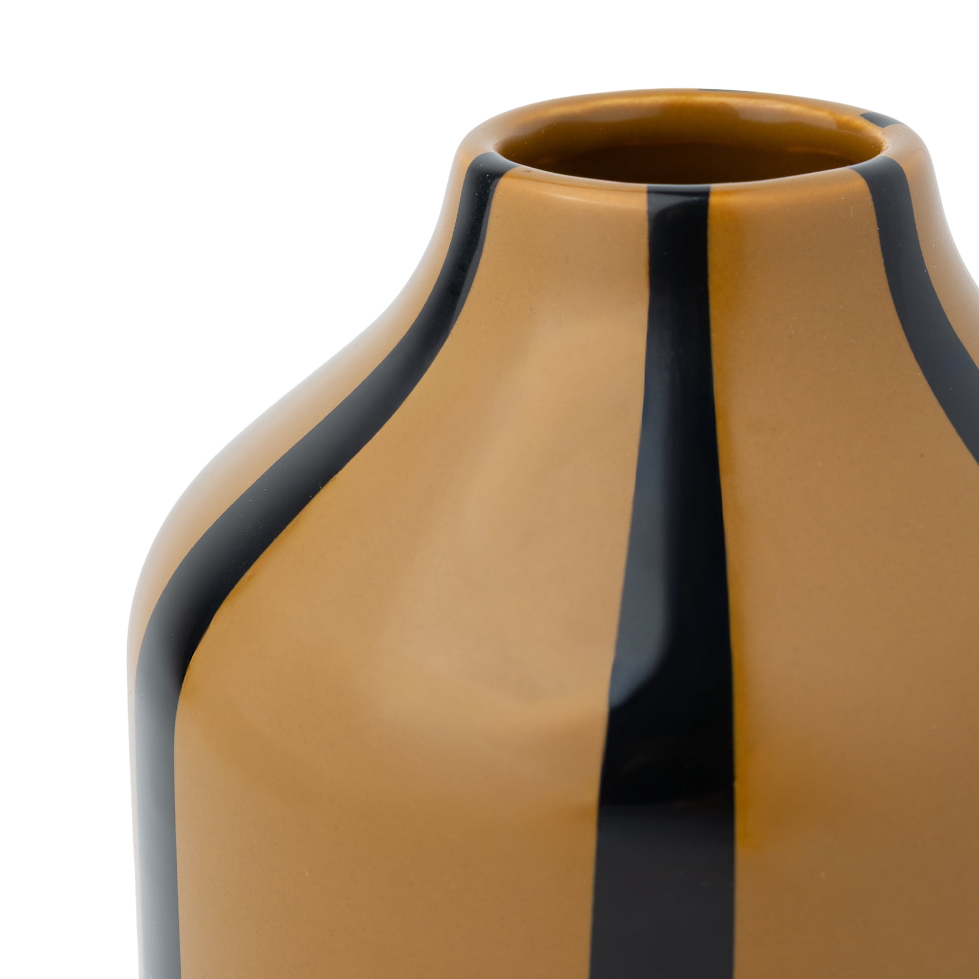 Mainstays 6 in Brown and Black Ceramic Decorative Stripe Vase