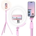 thumbnail image 1 of 14'' LED Foldable Ring Light with 62'' Tripod Stand, Selfie Ring Light for Video Recording, Live Streaming, TikTok & YouTube, Compatible with  &  (Black), 1 of 8