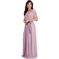 thumbnail image 4 of KOH KOH Long Bridesmaid Formal Short Sleeve V-Neck Full Floor Length Flowy Cocktail Summer Evening Wedding Guest Party Tall Maxi Dress Gown For Women Dusty Pastel Pink Medium US 8-10 NT026, 4 of 6