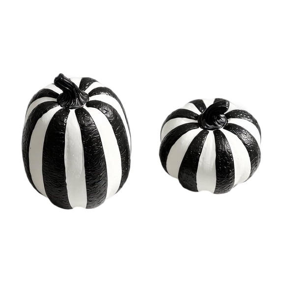 Halloween Decorations Resin Pumpkin Decor with Striped Pattern and Hand Painted Finish for Desk Shelf Mantel Table Indoor Daily Party Holiday Decor