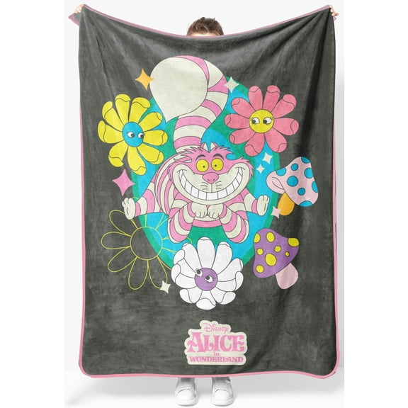 Jay Franco Kids Plush Throw Blanket – Soft & Cozy Fleece Throw for Bedroom & Couch Décor, Official Licensed Product, Gray - Alice in Wonderland, 46x60 - Throw Blanket