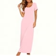 thumbnail image 2 of Fashion Dresses for Womens 2026 Plus Size Summer Casual Solid Color Comfortable Short Sleeve Round-Neck Dress, 2 of 8