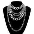 thumbnail image 6 of AYYUFE Punk Women Multi-layer Curb Chain Statement Necklace Rock Hip-hop, 6 of 6