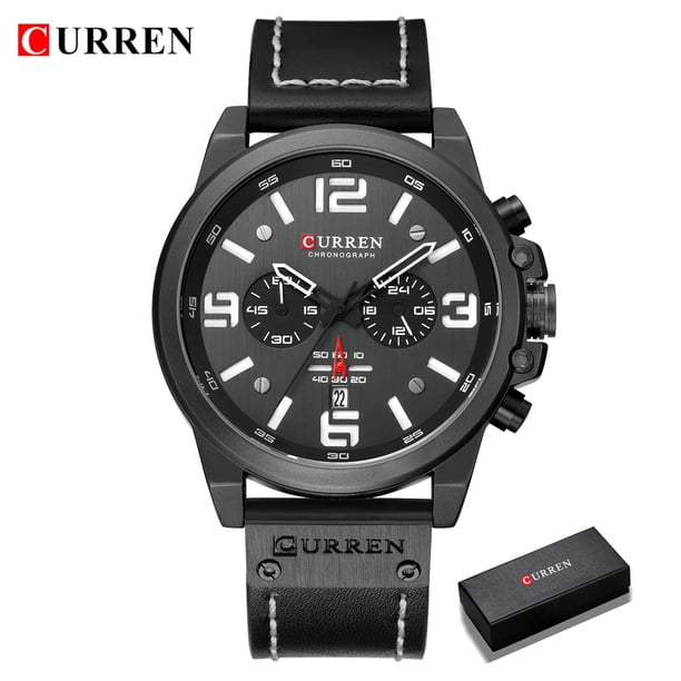 Relojes CURREN para hombre, marca de lujo, reloj de pulsera deportivo resistente al agua, cronógrafo, cuarzo, militar, cuero genuino, reloj Masculino Tan Jianjun unisex