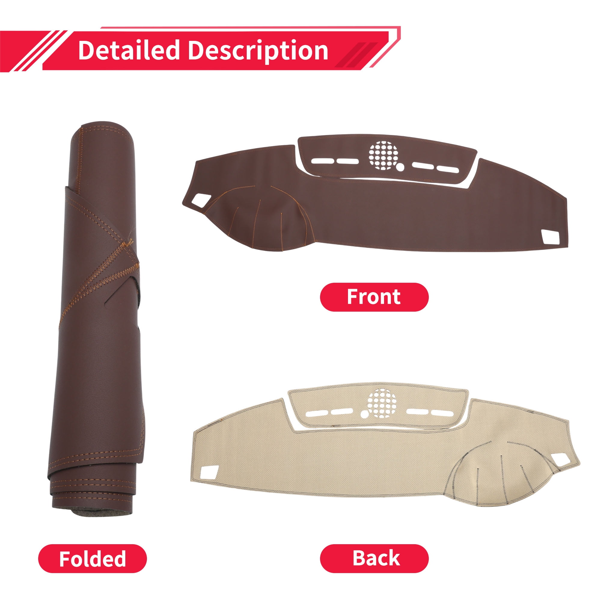 Dashboard Cover Dash Cover Mat Carpet for Land Rover Sport 2010-2013 Brown Faux Leather 1 Pc Anti-Slip Car Interior