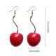 thumbnail image 3 of Pendientes de cereza roja, pendientes de corazón de niña dulce, pendientes sencillos y encantadores de otoño e invierno, orejas sin perforar, clips para las orejas, 3 of 5