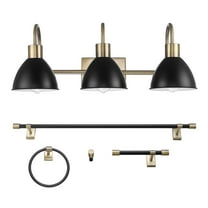 Globe Electric Modern Minimalist 5-Piece Matte Brass Bathroom Set with 24" 3-Light LED Vanity Light