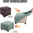 thumbnail image 4 of Ottoman Cover Slipcovers Square Fit Length 13"-44" Footrest, Stool Covers, Ottoman Protector Cover, Footstool Covers with Stretch Thick Checked with Elastic Bottom, Removable Washable(Sage,M(46-56cm)), 4 of 7