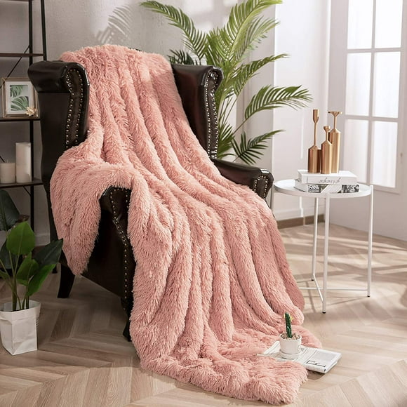 Soft Shaggy Fuzzy Throw Blanket - Fluffy Snuggly Faux Fur Blankets - Warm Cozy Plush Sherpa Blanket for Couch Sofa Bed Photo Props Home Decor,(60x50 Inches) Dirty Pink