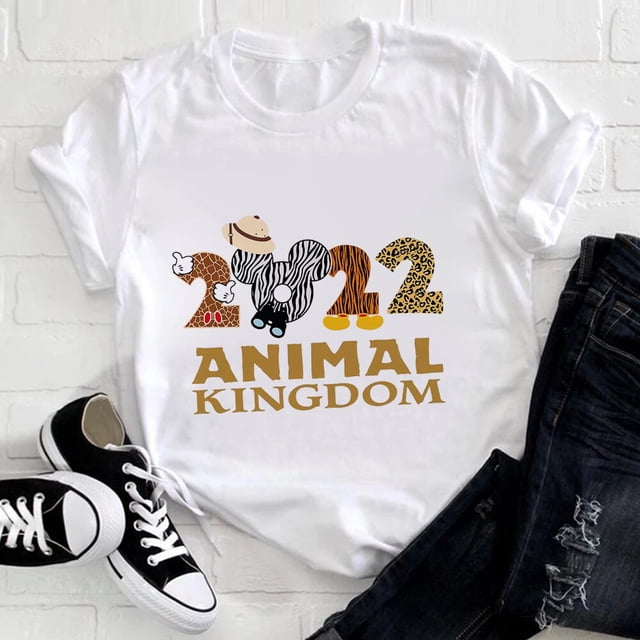 Disney Animal Kingdom Shirt Fashion Mikcey Minnie Print Women's T-shirts Zoo Family Travel Clothes Aesthetic Girls Tops 2023 NewXXXL Gao Jinjia LED