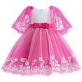 thumbnail image 1 of Teen Dresses Spring Summer Print Ruffle Short Sleeve Princess Show Lace Party Girls Dress Pink 3-4 Years, 1 of 4