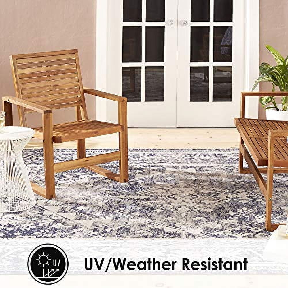 Nicole Miller New York Patio Sofia Ivy Transitional Distressed Indoor/Outdoor Area Rug, Navy Blue/Ivory, 5'2"x7'2"