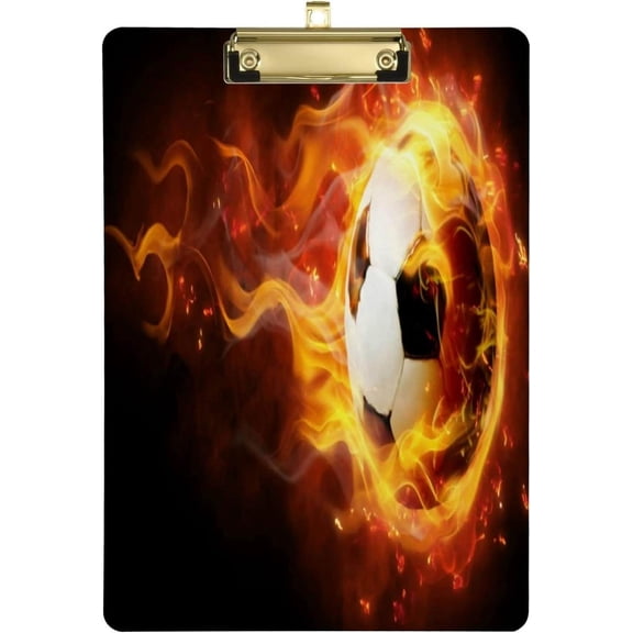 Coolnut Baseball Football Fire 12.5"x9" Clipboard, Acrylic Fashion Letter A4 Size Clipboards with Metal Clip for Office School -12.5x9in