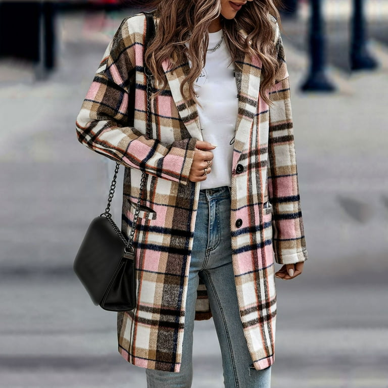 Plaid pea coat best sale