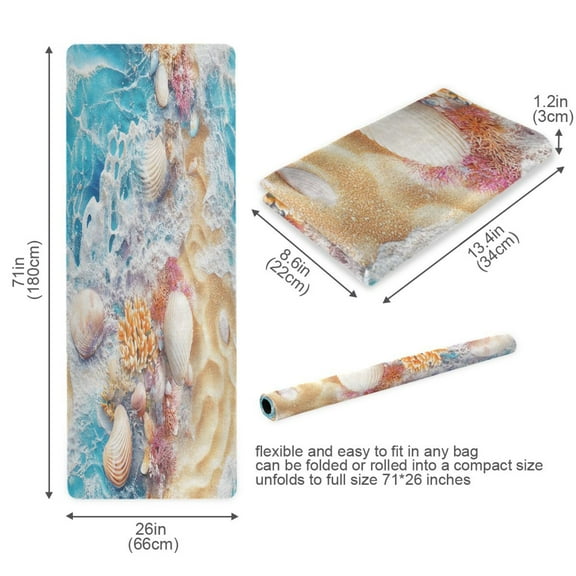 BZSMCE Yoga Mat Women Seashells Beach Art Fitness Mat