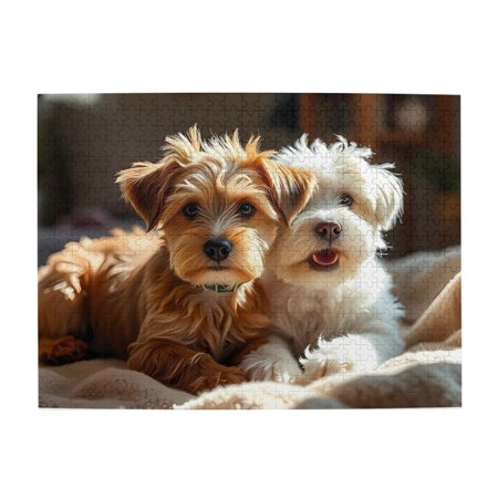 1000-Piece Wooden Jigsaw Puzzle for Adults - Cute Puppies Affectionate Together Fun & Relaxing Family Game No-Dust Interlocking Pieces Perfect Wall Decor & Holiday Gift