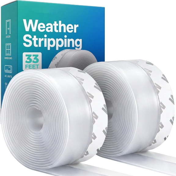ICERUN Weather Stripping Door Seal - Draft Stopper for Windows Doors, 33Ft | Seals Gaps Up to 1.2In, Stops Heat Cold Escaping, Boosts Hvac, Blocks Wind Dust Insects, Strong Adhesive
