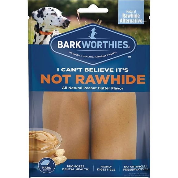 Barkworthies 20512145 Peanut Butter Not Rawhide Rolls for Dogs, Small - Pack of 2