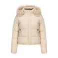 thumbnail image 2 of ABATAB Women's Winter Button down Jackets Cropped Detachable Hood Puffer Coats Full Zip up Long Sleeve Warm Quilted Hoodie with Pockets(XX-Large,Beige), 2 of 4