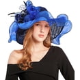 thumbnail image 3 of Sunjoy Tech Women Organza Wide Brim Medieval Hat Fascinator Lady Cocktail Tea Party Church Wedding Bridal Flower Hat Stage Performance Show Cap, 3 of 7