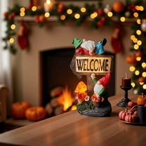Solar Welcome Gnome Garden Statue, Outdoor Decor Resin Gnomes Figurines for Patio Yard Lawn Balcony Front Porch Gardening Art Ornament