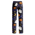 thumbnail image 5 of Satingcolo Pajama Bottoms for Women Halloween Pjs Pants Drawstring Wide Leg Lounge Pants Halloween Printed Sleepwear Trousers S-3XL, 5 of 5