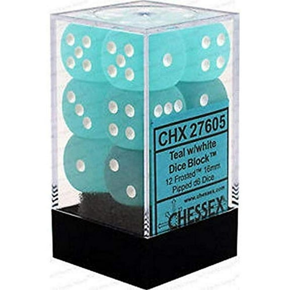 Chessex CHX27605 Dice-Frosted: 12D6 Teal/White Set
