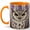 Orange, variant on Stained Glass Owl Coffee Mug, Purple Bird Mug, Ceramic 11 oz