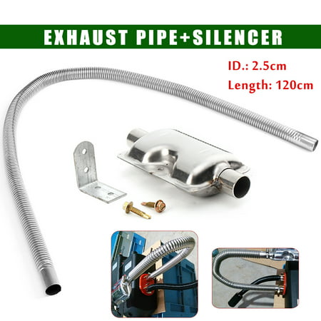 Stainless steel Exhaust Pipe 120cm + Silencer For Car Parking Air Diesel (Best Atv Exhaust Silencer)
