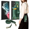 thumbnail image 1 of TakFox Wallet Case For Samsung Galaxy S22 Ultra Case, PU Leather Card Slots Holder Folio Flip Kickstand [Magnetic Detachable] Phone Cover Crossbody Strap Lanyard,Green, 1 of 7