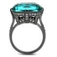 thumbnail image 3 of IP Light Black (IP Gun) Stainless Steel Ring with Top Grade Crystal in Blue Zircon for Women Blue Zircon Stone Color Style TK2998 Size 10, 3 of 4