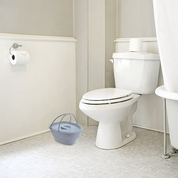 OFFIGAM Mobile Toilet Plastic Bedside Toilet For Elderly Removable Commode Seat Grey 1Pack