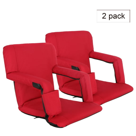ZENY Stadium Seats Chairs Bleachers Benches 5 Positions, 2 Pieces Red