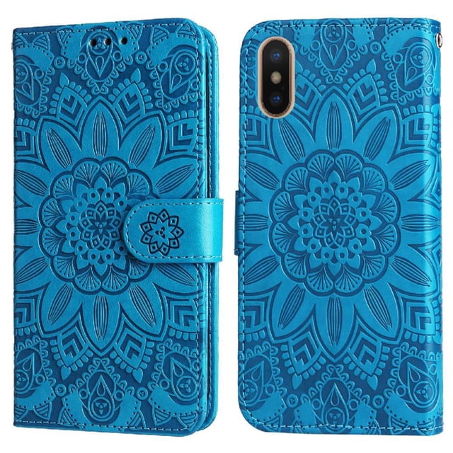 Funda tipo cartera GANGXUN para iPhone X/Xs , diseño girasol, cuero PU, soporte, cierre magnético, tarjetero