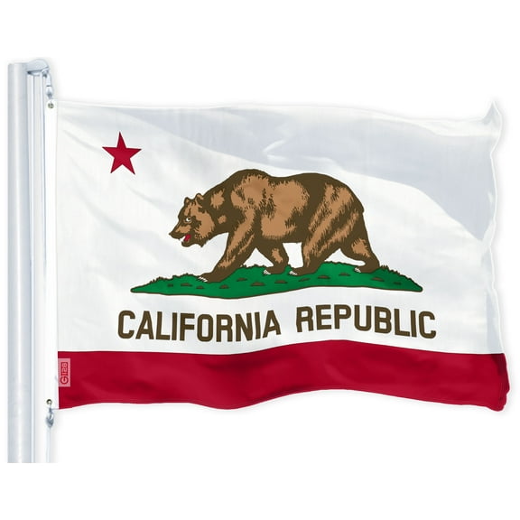 G128 California State Flag, 3x5 ft, Printed 150D LiteWeave Polyester, Brass Grommets, Outdoor Use
