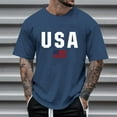 thumbnail image 3 of NIEWTR Shirts for Men American Shirts Mens American Flag Printed Short Sleeve Muscle Tops(Navy,XL), 3 of 4