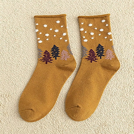 

〖Yilirongyumm〗 Socks 1Pair Fashion Rolled Socks Cotton Mid Tube Casual Christmas Polka Dot Socks