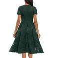 thumbnail image 3 of CAICJ98 Long Sleeve Dress For Women Wedding Guest Women's Elegant Crew Neck Long Lantern Sleeve Midi Dress Knit Split Hem Dress Green,M, 3 of 5