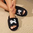 thumbnail image 4 of Fengactive Womens Cat Embroidery Open Toe Slide Slippers Round Toe Soft Sole Breathable Casual House Slippers, 4 of 8
