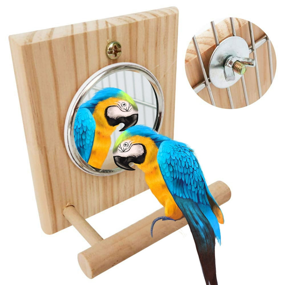 Bird Toy Bird Perch Stand Bar Bird Mirror Parrot Stand Stick Swing ...