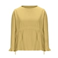 thumbnail image 2 of Zedker Womens Fall Dresses Casual Tunic Dress Short Sleeve Crew Neck Flowy Dress, Plus Size YellowS, 2 of 9